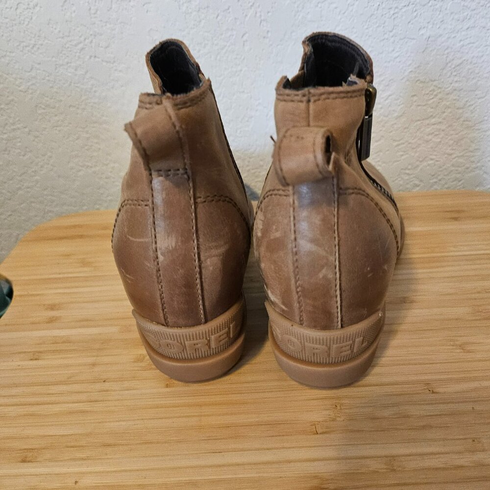 Sorel Evie II Womens Size 7.5 Waterproof Hidden Wedge Lace Up Boot Brown Leather - Picture 3 of 5